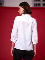 Women White Front Embroidered Shirt