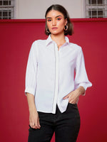 Women White Front Embroidered Shirt