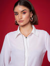 Women White Front Embroidered Shirt