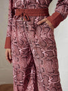 Women Pink Snake Print Oversized Shirt With Pants