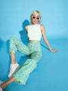 Women Green Printed Twill Straight Pants