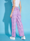 Women Pink Printed Twill Straight Pants