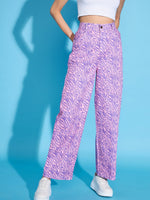 Women Pink Printed Twill Straight Pants