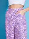 Women Pink Printed Twill Straight Pants