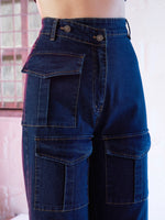 Women Blue Cargo Straight Jeans