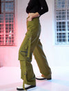 Women Olive Cargo Straight Jeans