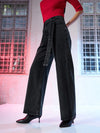 Women Black Denim Belted Straight Fit Jeans