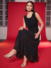 Women Black Sequin Flared Maxi Dress