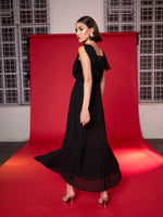 Women Black Sequin Flared Maxi Dress