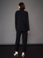 Women Black Slim Fit Blazer With Pleated Pants