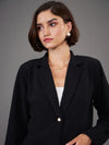 Women Black Slim Fit Blazer With Pleated Pants