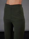 Women Olive Puff Sleeves Top With Bell Bottom Pants