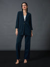 Women Airforce Blue Longline Blazer With Darted Pants