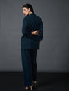 Women Airforce Blue Longline Blazer With Darted Pants