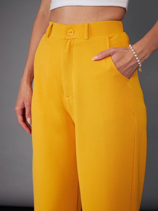 Women Mustard Straight Pants