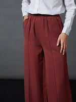 Women Rust Sleeveless Blazer With Darted Palazzo Pants