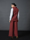 Women Rust Sleeveless Blazer With Darted Palazzo Pants