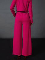 Women Pink Front Darted Palazzo Pants