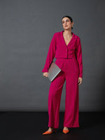 Women Pink Front Darted Palazzo Pants