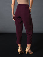 Women Maroon Front Darted Balloon Fit Pants