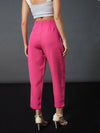 Women Pink Front Darted Balloon Fit Pants