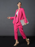 Women Pink Front Darted Balloon Fit Pants