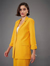 Women Mustard Front Button Blazer