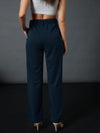 Women Airforce Blue Front Darted Strechable Pants