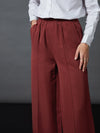 Women Rust Front Darted Palazzo Pants