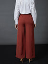 Women Rust Front Darted Palazzo Pants