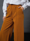 Women Mustard Front Darted Palazzo Pants