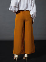 Women Mustard Front Darted Palazzo Pants