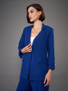 Women Royal Blue Front Button Blazer