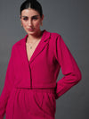 Women Pink Notch Collar Crop Blazer