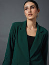 Women Emerald Green Front Button Blazer