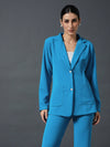 Women Turquoise Slim Fit Blazer