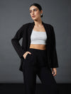 Women Black Shawl Collar Front Open Blazer