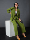 Women Olive Front Button Blazer