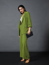 Women Olive Front Button Blazer