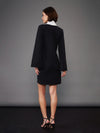 Women Black Cape Sleeves Blazer Dress