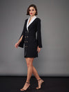 Women Black Cape Sleeves Blazer Dress