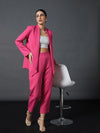 Women Pink Shawl Collar Front Open Blazer