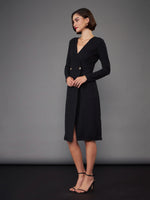 Women Black Blazer Midi Dress