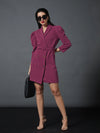 Women Mauve Puff Sleeves Blazer Dress