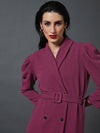 Women Mauve Puff Sleeves Blazer Dress