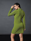 Women Olive Double Breasted Blazer Dress