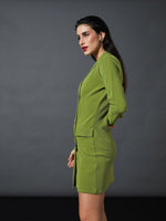 Women Olive Double Breasted Blazer Dress