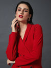 Women Red Double Breasted Blazer Dress