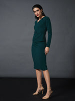 Women Emerald Peplum Bodycon Dress-SFDRSS11412XS