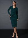 Women Emerald Peplum Bodycon Dress-SFDRSS11412XS